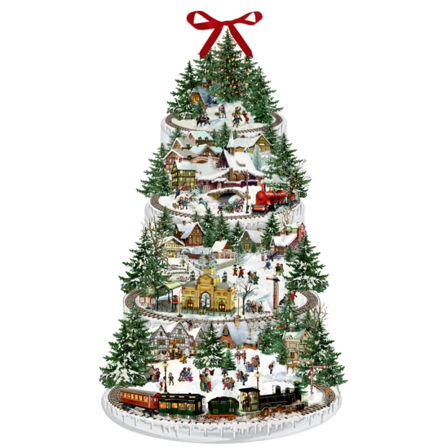 Käthe Wohlfahrt Large Railroad Fir Tree Advent Calendar – Festive Christmas Countdown Decor