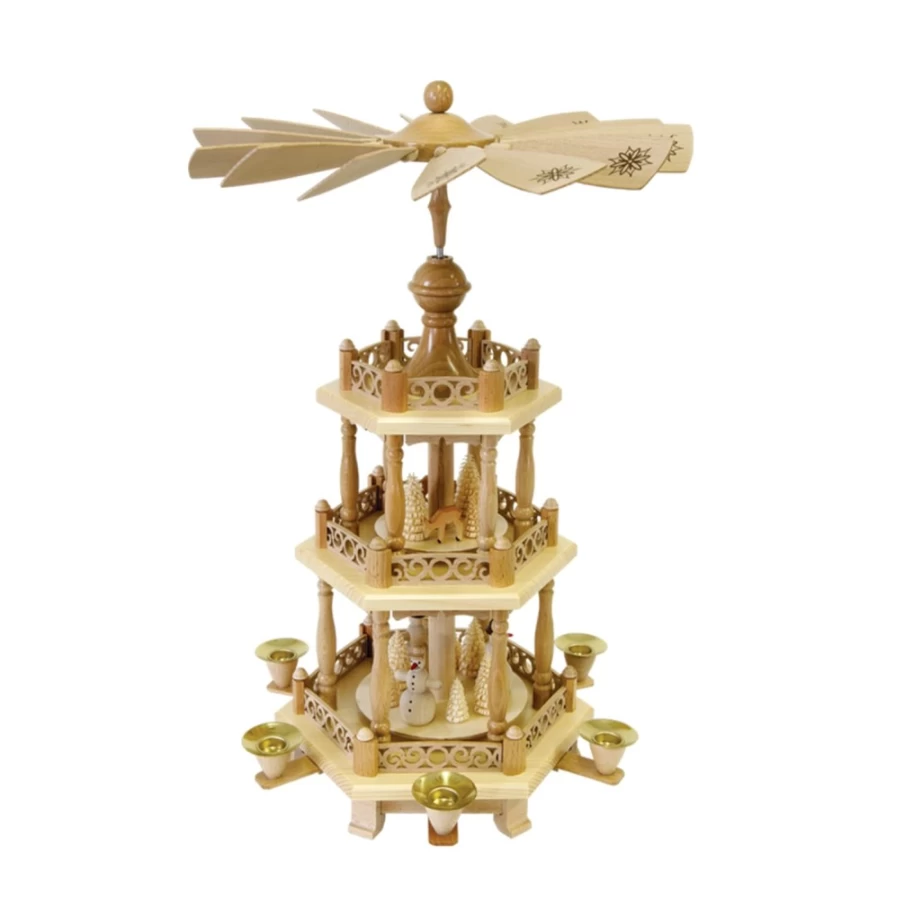 Richard Glässer Pyramid Ornament "Snowmen in Winter Forest" Christmas Decoration
