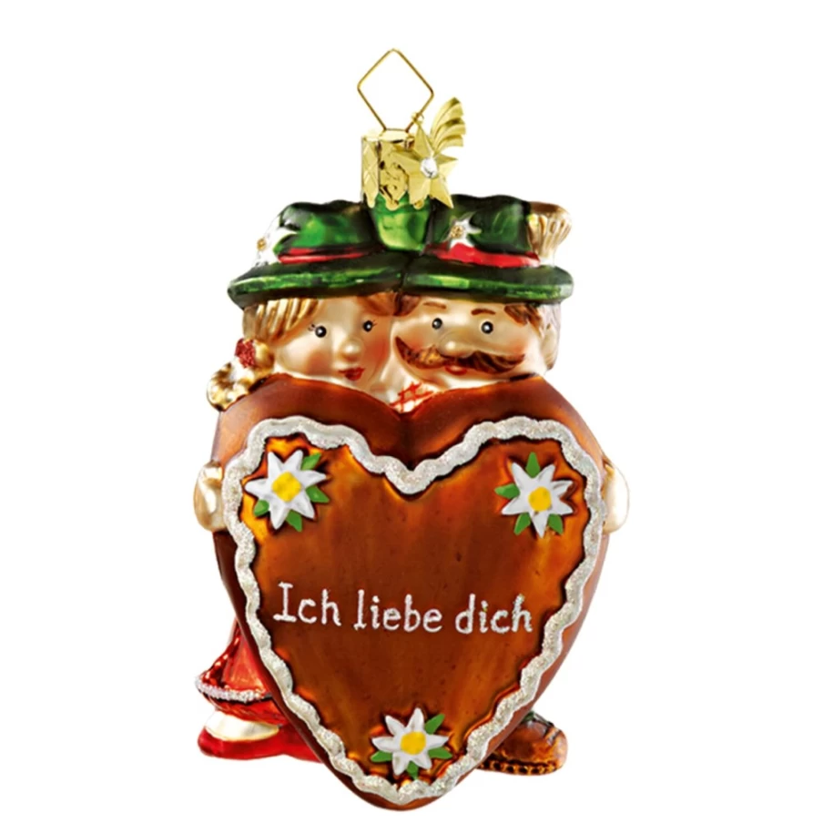 "Poesie in Glas Bavarian Couple With Heart Figurine - Romantic German Decor Gift"