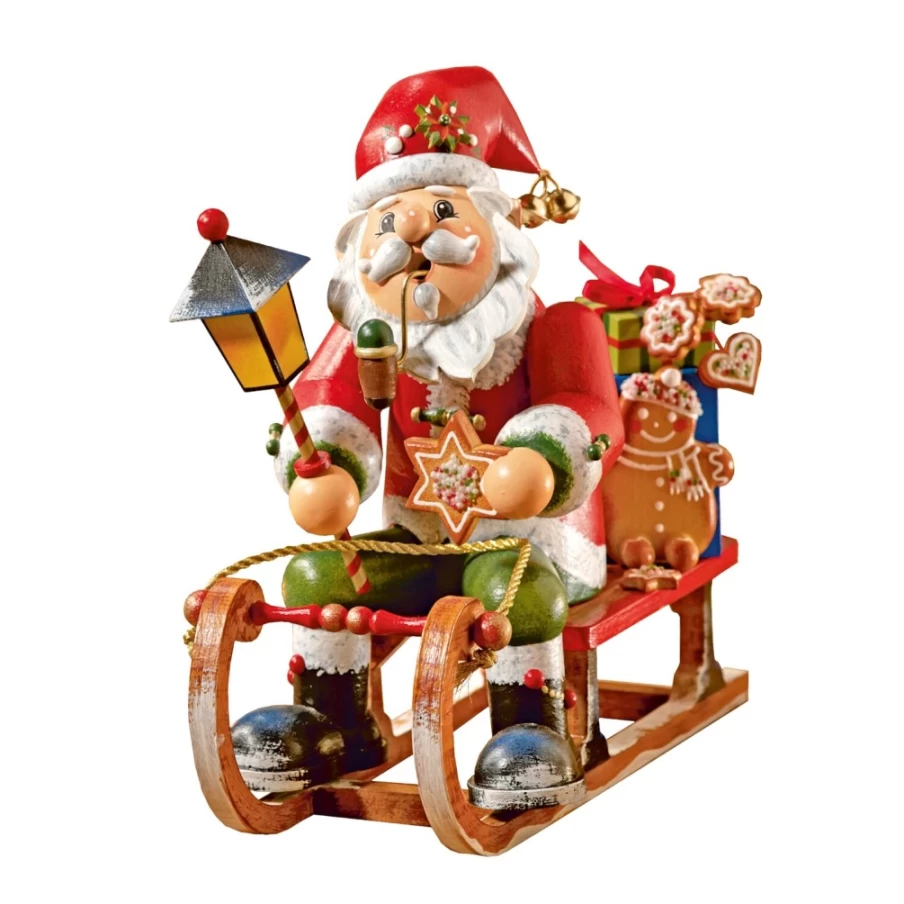 Käthes Original Santa On Sleigh Wooden Incense Smoker - Handcrafted German Christmas Decor