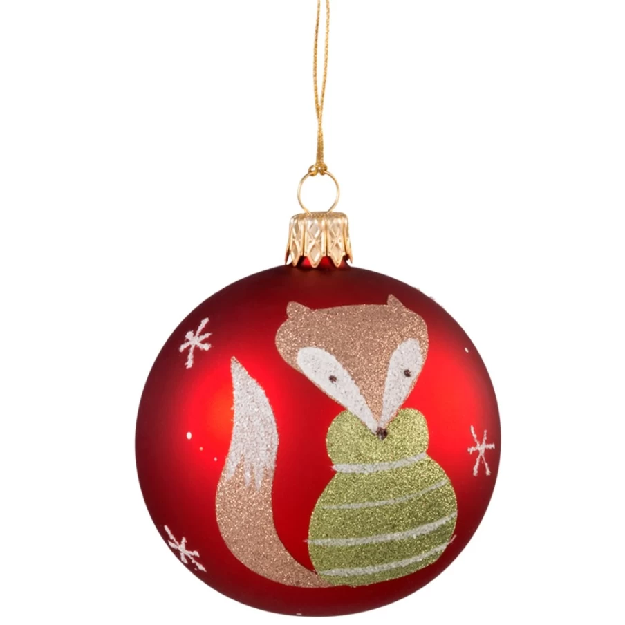 Käthe Wohlfahrt Red Glass Fox Bauble Christmas Ornament, 7cm Handmade Decor