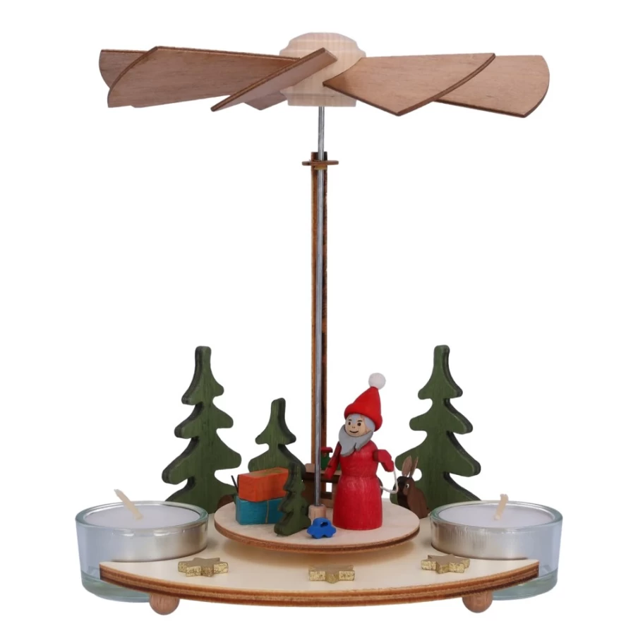 Käthe Wohlfahrt Tealight Pyramid "Santa Claus" - Handmade German Christmas Decoration