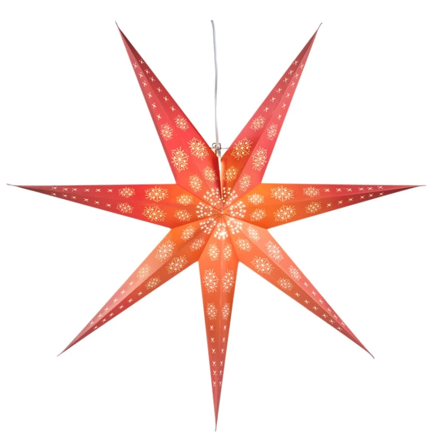 KONSTSMIDE Red Illuminated Hanging Paper Star Decor - 78cm Christmas Lighted Decoration for Indoor Outdoor