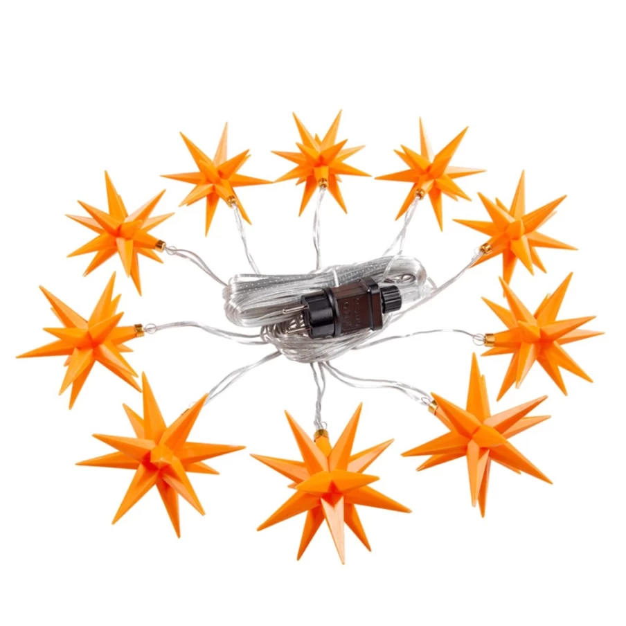 Käthe Wohlfahrt Yellow LED Star Chain - 10 Glowing Stars for Holiday Decor