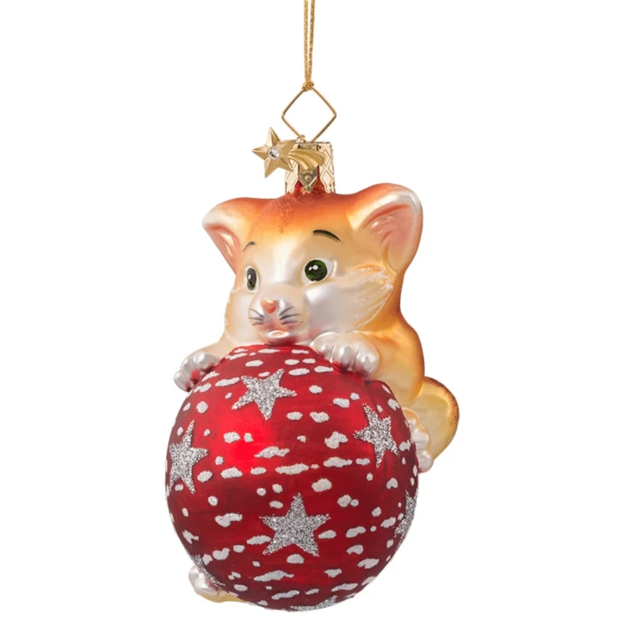 "Poesie in Glas Kitty Cat Bauble – Adorable Glass Ornament for Cat Lovers"