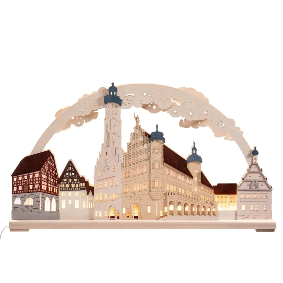 RATAGS Holzdesign Rothenburg ob der Tauber Schwibbogen - Traditional German Christmas Arch Light - 230V LED Decoration