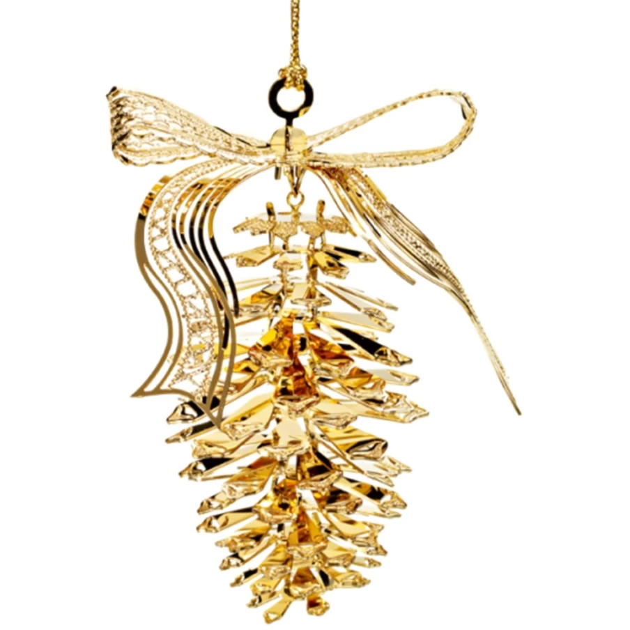 "Käthe Wohlfahrt Gold-Plated Fir Cone Christmas Ornament - Elegant Holiday Decor"