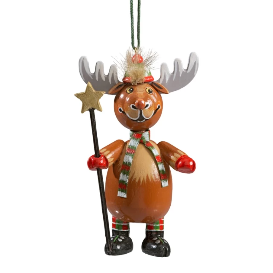 Käthes Original Handcrafted Wooden Moose Figurine - "Wooden Buddy" Collectible Decorative Gift