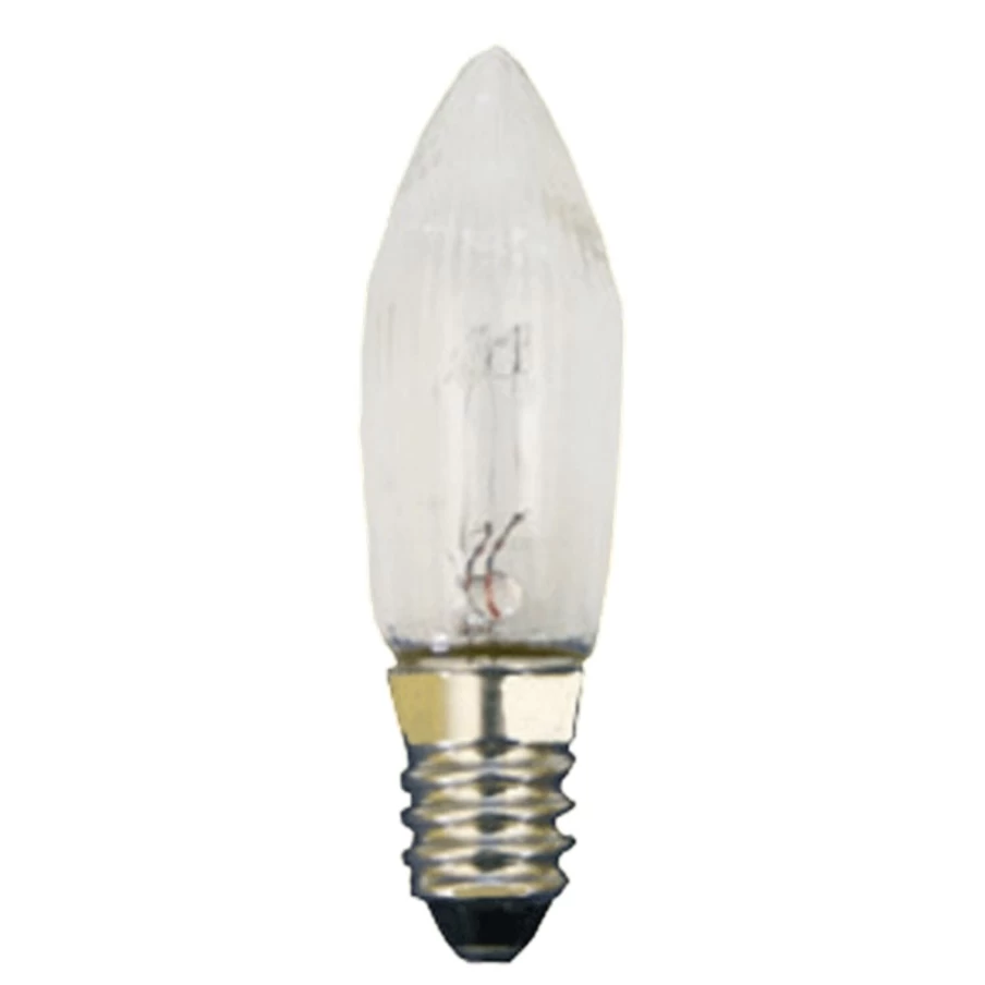 Käthe Wohlfahrt E10 Short Screw Thread Bulb - 3W, 55V, 1.5" (40mm) Height - Miniature Decorative Light for Christmas Ornaments