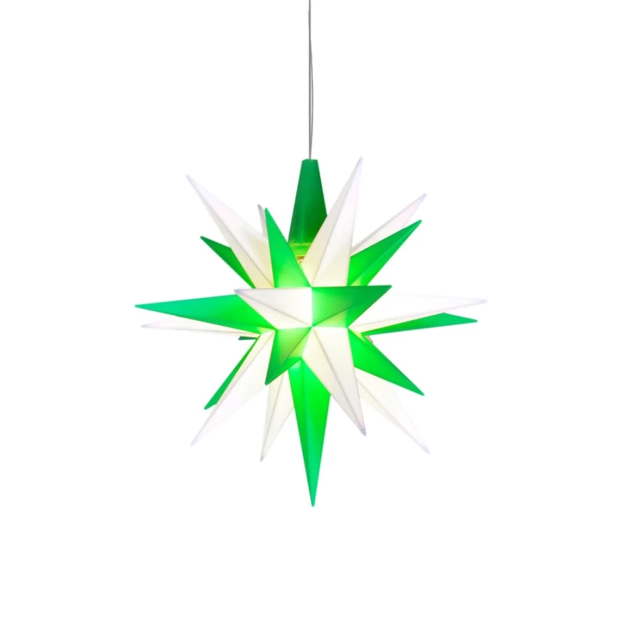 Herrnhuter Sterne 5.12 Inch Green and White Plastic Christmas Star with LED Lights