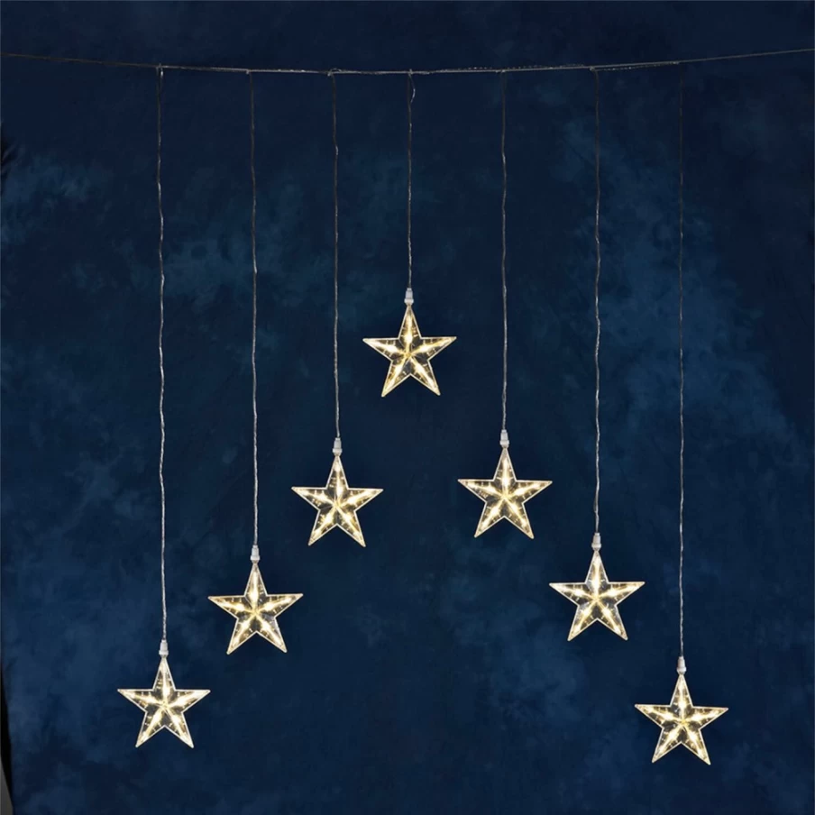 KONSTSMIDE LED Star Light Curtain - Decorative Fairy String Lights for Bedroom, Window, Party Decor