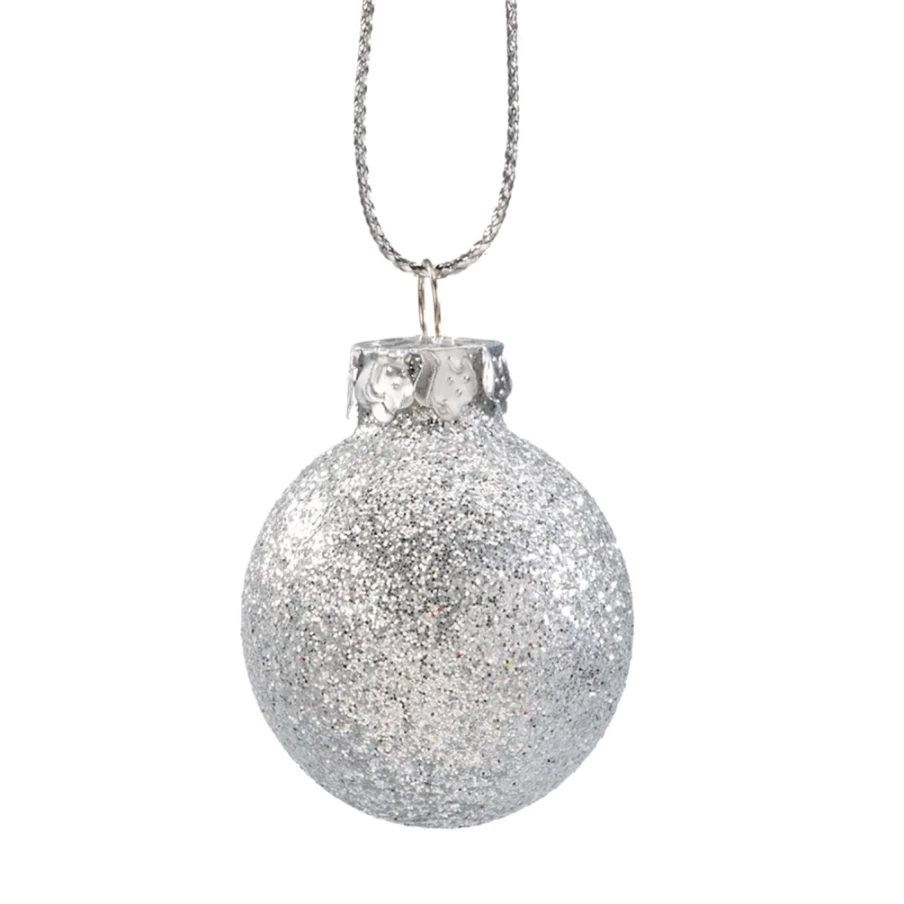 "Käthe Wohlfahrt Silver Glitter Glass Bauble Ornament, 3cm Christmas Decoration"