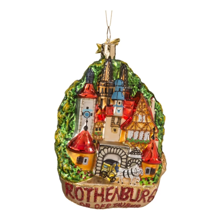 "Poesie in Glas Panoramic View of Rothenburg ob der Tauber - Stunning Glass Art Print"