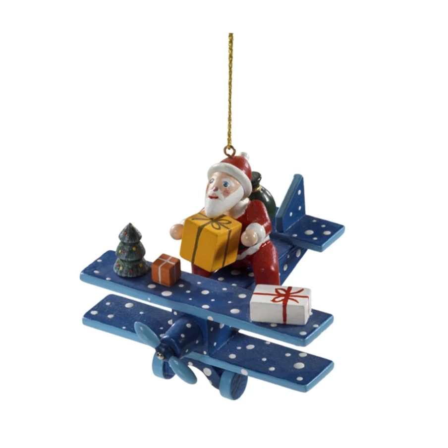"Käthe Wohlfahrt Original Santa Claus on Airplane Christmas Decoration"