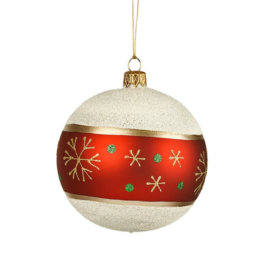 Käthe Wohlfahrt 10cm Frosted Glass Bauble with Snowflakes – Christmas Tree Ornament