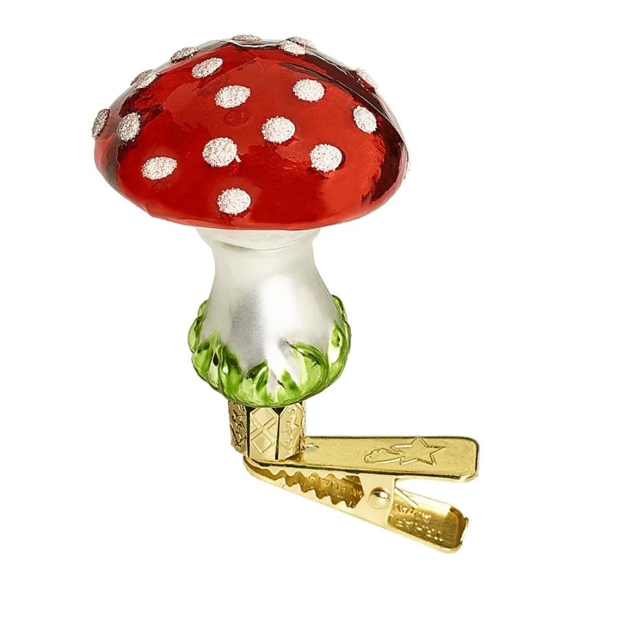 Poesie in Glas Decorative Mushroom with Clip - 5Cm Adorable Miniature Figurine for Home and Garden Decor
