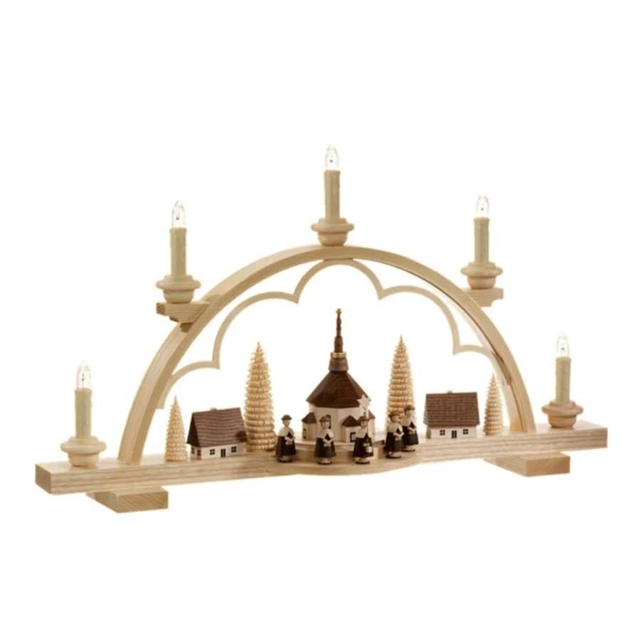 Müller Kleinkunst Christmas Carolers Schwibbogen - Traditional German Electric Light Arch for Holidays 115V