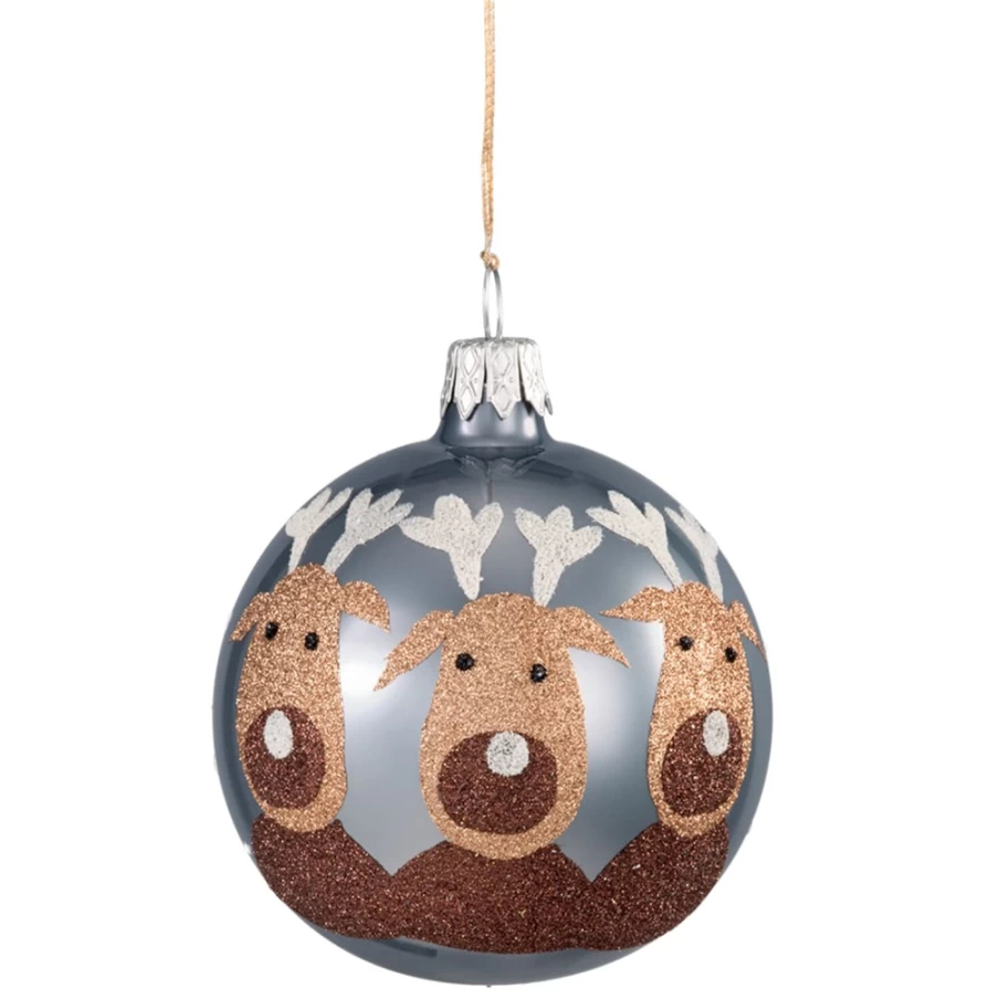 Käthe Wohlfahrt Grey Glass Moose Bauble – 7cm Christmas Ornament