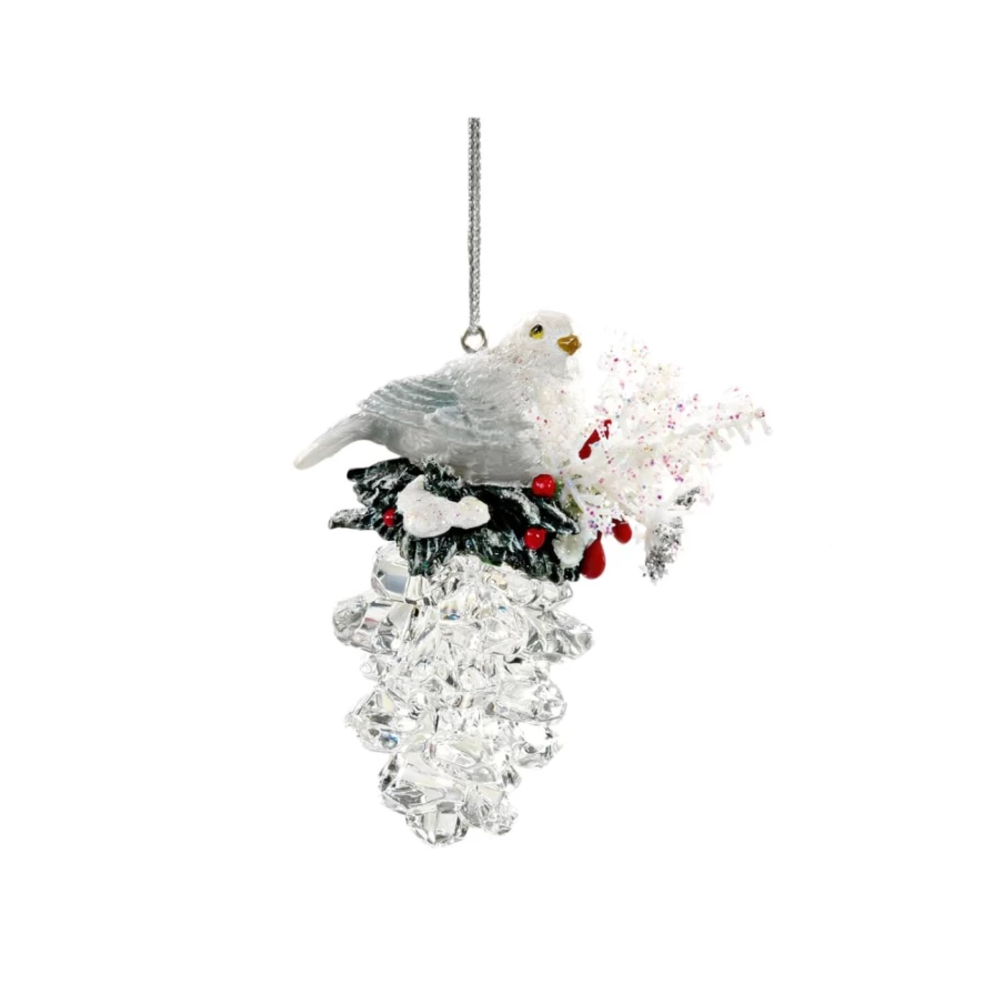 "Käthe Wohlfahrt Handcrafted Fir Cone Christmas Ornament with Decorative Bird's Nest"