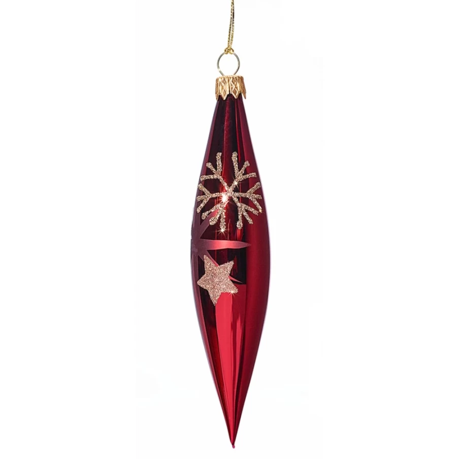 "Käthe Wohlfahrt Red Christmas Cone with Golden Stars and Flakes – Festive Holiday Decor"