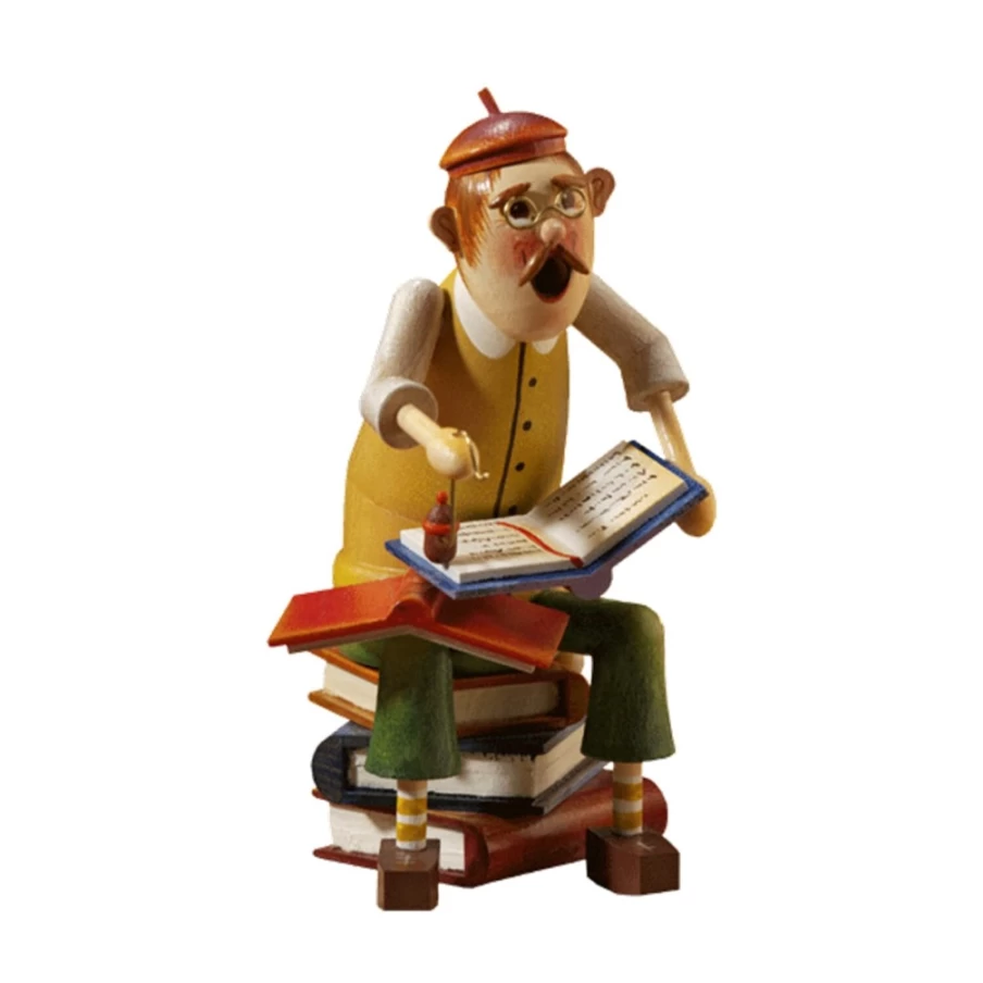 Käthes Original "Bookworm" Incense Smoker – Handcrafted Holzmannl Figurine for Home Decor