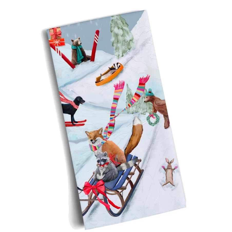 "Käthe Wohlfahrt Holiday Winter Fun Tea Towel - Festive Christmas Kitchen Towel"