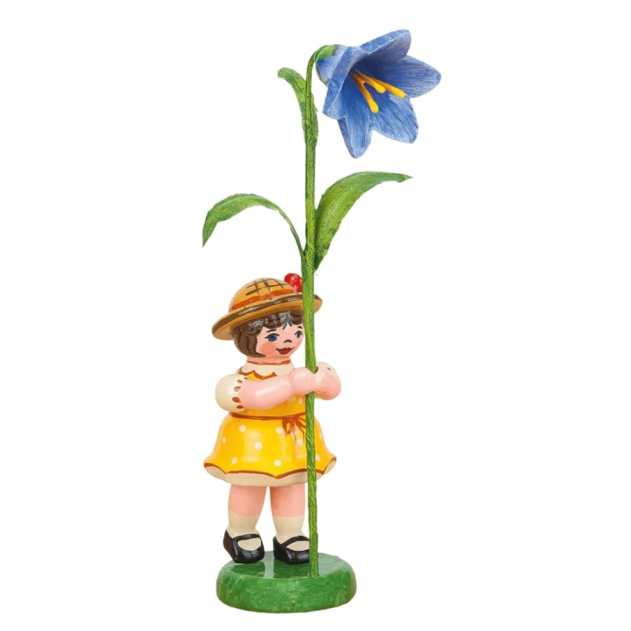 "Hubrig Volkskunst Bluebell Flower Children Handmade German Folk Art Collectible"