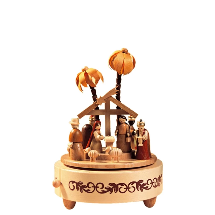 Richard Glässer Antique Music Box "Adoration Of The Christ Child" – Handcrafted Christmas Collectible