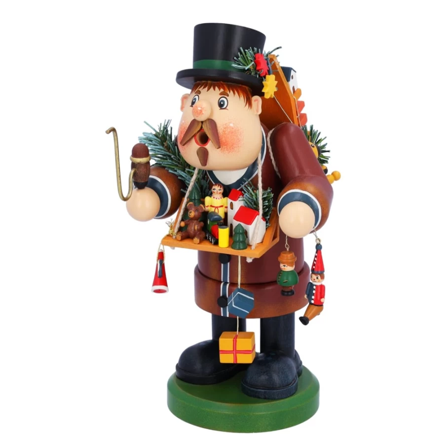 "Käthes Original Holzknödeln 'Toy Peddler' Incense Smoker – Traditional German Wooden Figurine"
