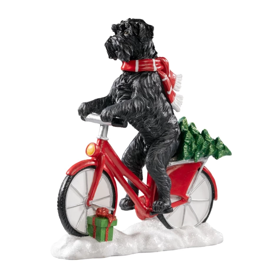 "Käthe Wohlfahrt Schnauzer Riding Bike Collectible Figurine"