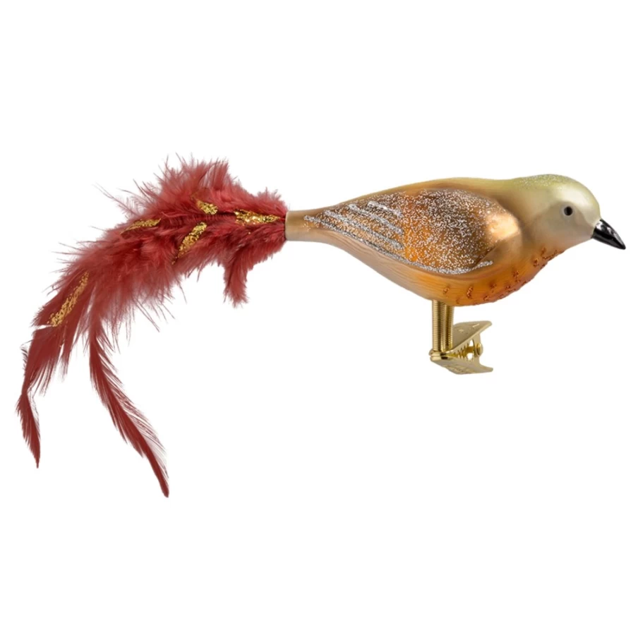 "Poesie in Glas Handmade Green-Brown Glass Bird Decorative Collectible"