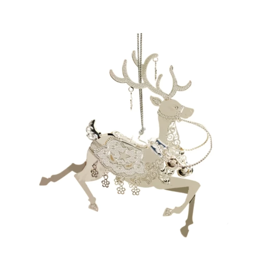 "Käthe Wohlfahrt Silver-Plated Reindeer Christmas Ornament – Decorative Holiday Collectible"