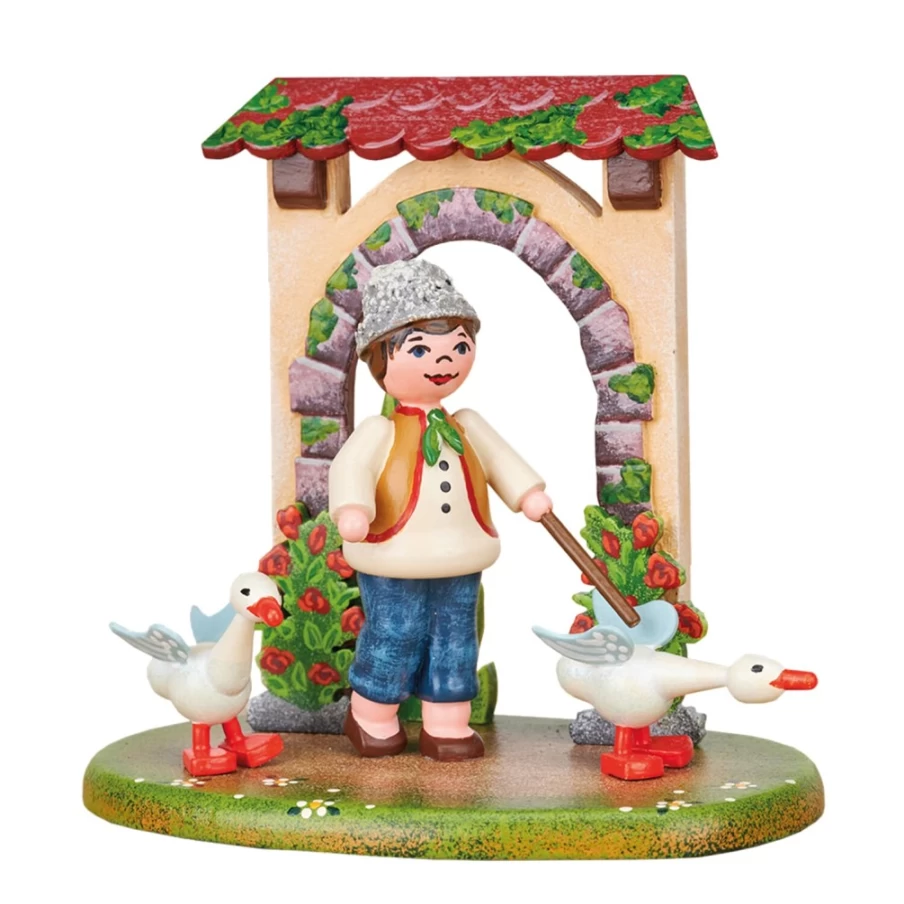 "Hubrig Volkskunst Countryside Goose Herder Figurine – Rustic German Folk Art Decor"