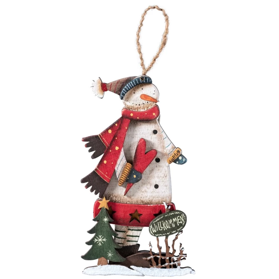 "Käthe Wohlfahrt Snowman 'Willkommen' Christmas Decoration"