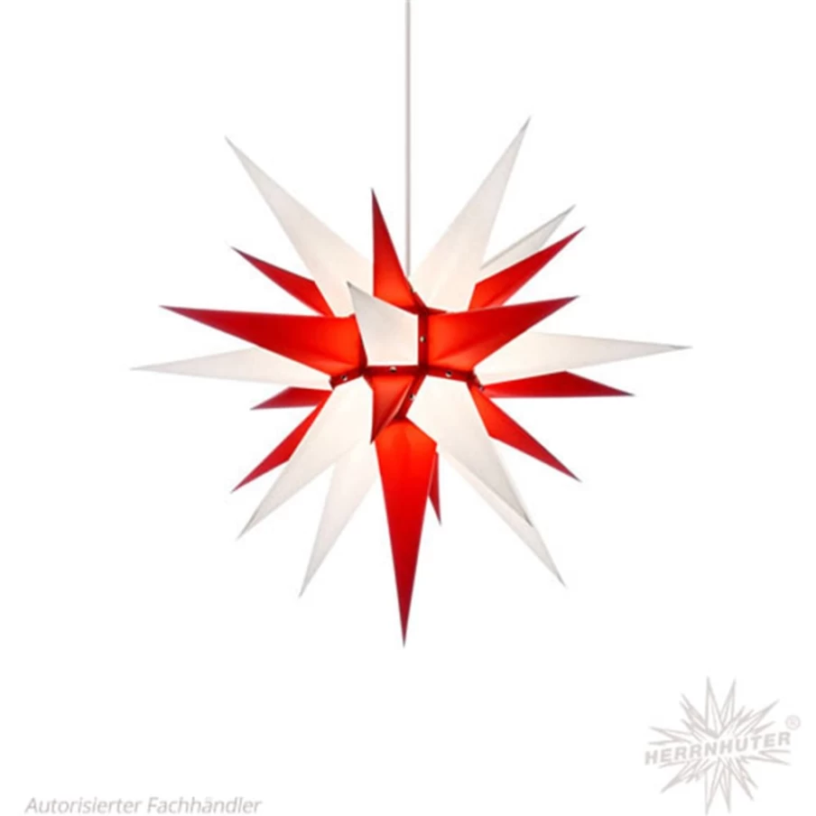 Herrnhuter Sterne 23.6 Inch White and Red Paper Star – Traditional German Christmas Decoration