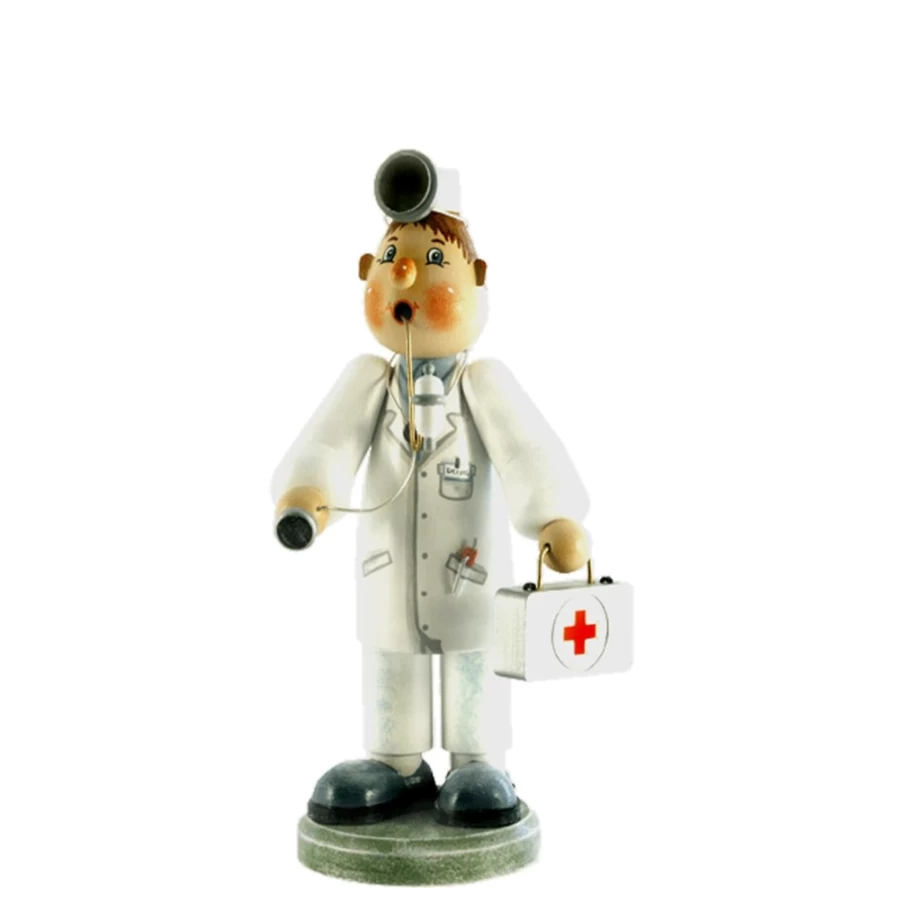 Käthes Original Holzknödler "Doctor" Incense Smoker - Handcrafted German Wooden Smoking Figure for Home Decor