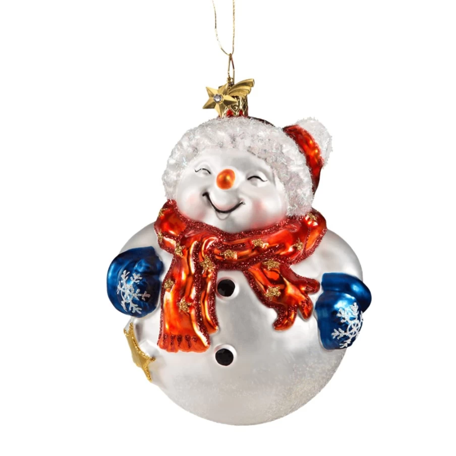 "Poesie in Glas Snowmann Bauble - Handcrafted Christmas Ornament for Holiday Decor"