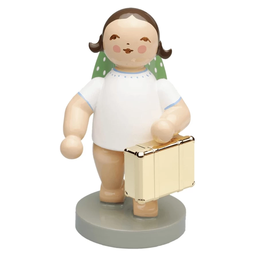 "WENDT & KÜHN Gold Edition No11 Angel Figurine with Suitcase - Collectible Globetrotter Statue"