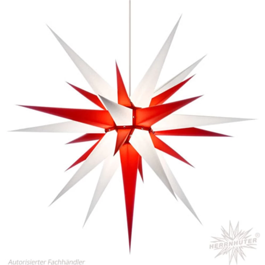 Herrnhuter Sterne 31.5 Inch White and Red Paper Star Christmas Decoration