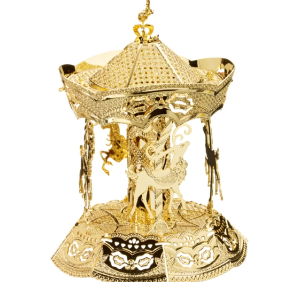 "Käthe Wohlfahrt Gold-Plated Carousel Christmas Ornament – Collectible Holiday Decoration"