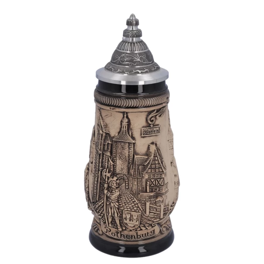"Käthe Wohlfahrt Rothenburg 0.25L Beer Stein with Tin Lid – Traditional German Collectible"