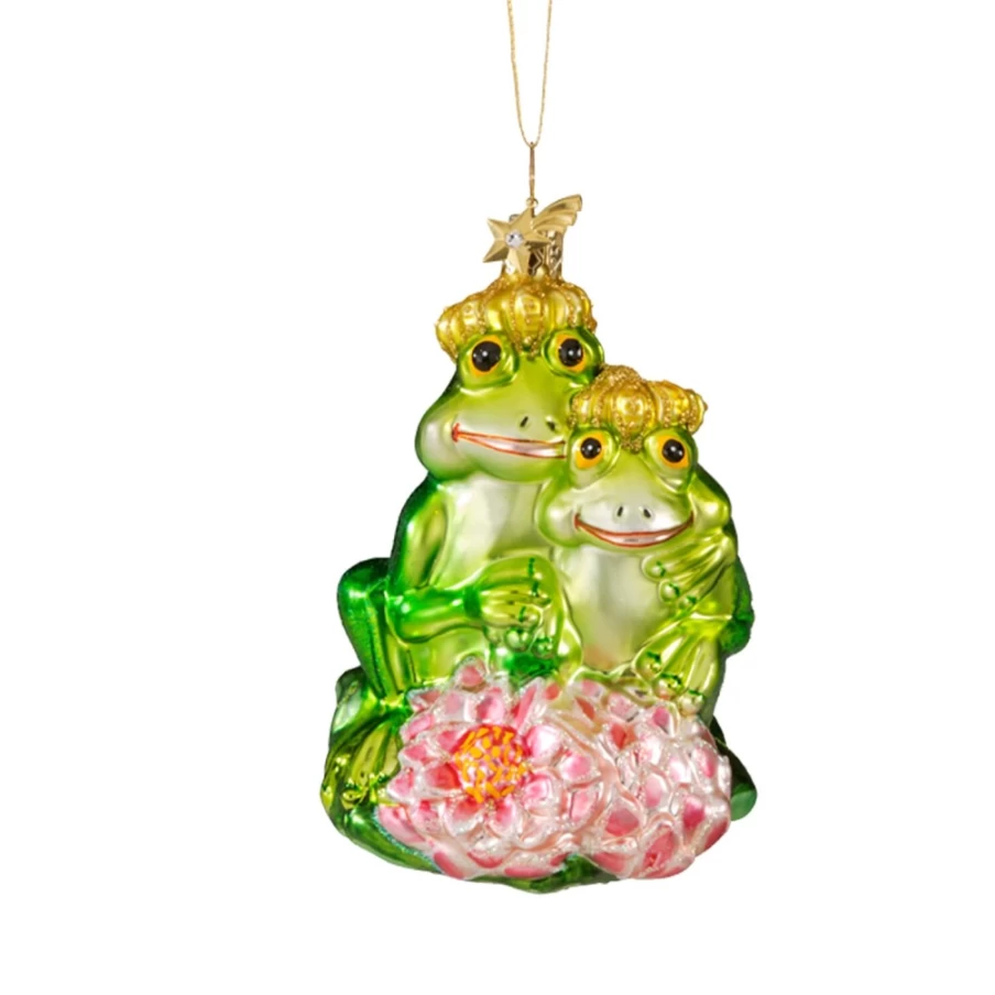 "Poesie in Glas Frog Couple Figurine - Handcrafted Decorative Collectible"