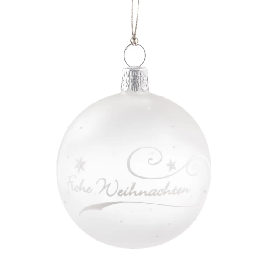 Käthe Wohlfahrt 6cm Christmas Glass Bauble "Frohe Weihnachten" Holiday Ornament