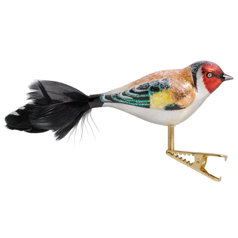 "Poesie in Glas Goldfinch Clip - Elegant Bird Design Accessory"