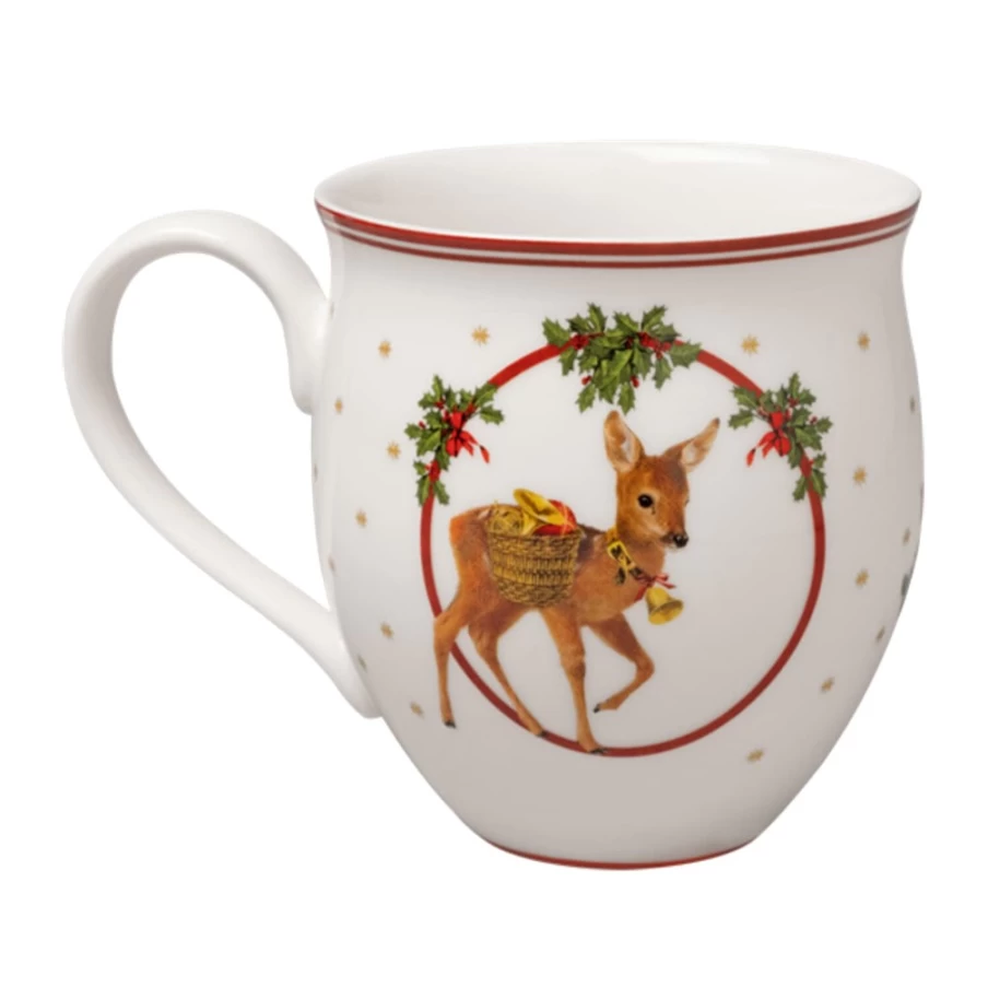 Villeroy & Boch Christmas Santa and Deer Fantasy Mug - Holiday Themed Ceramic Coffee Cup