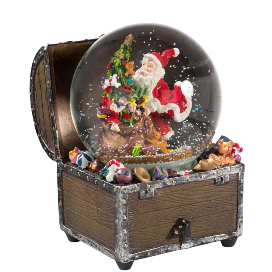 Käthe Wohlfahrt Christmas Treasure Chest Snow Globe – Handcrafted Holiday Decoration