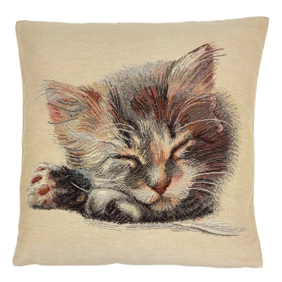 "Käthe Wohlfahrt Sleeping Kitten Cushion Cover - Cozy Cat Design Home Decor"