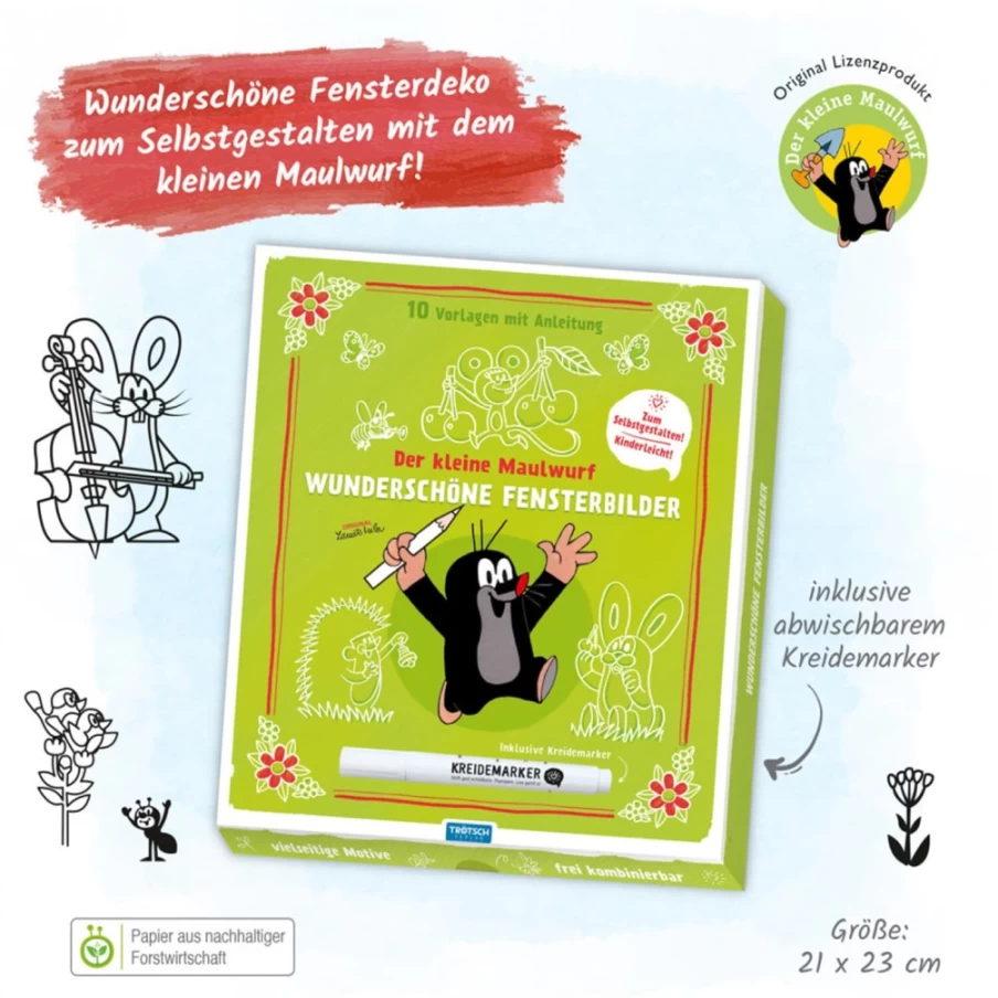 "Trötsch Verlag Little Mole Window Pictures – Decorative Stickers for Kids"