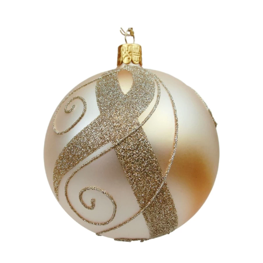 "Käthe Wohlfahrt Gold Glass Bauble with Golden Decorations – 10cm Christmas Ornament"