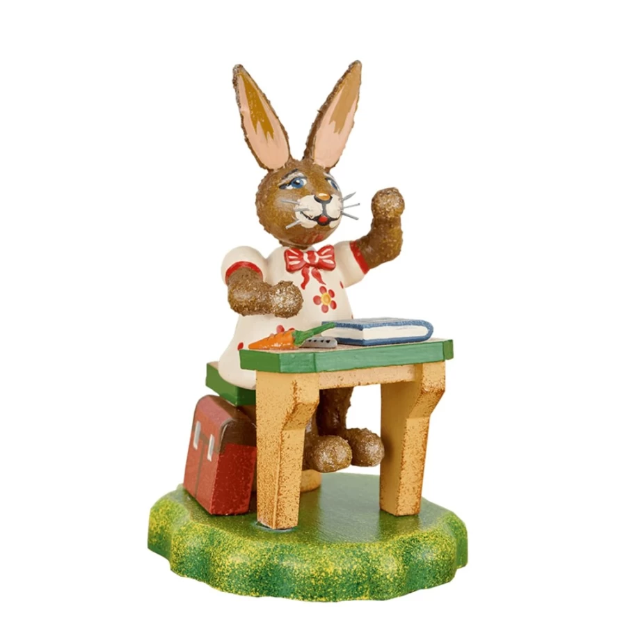 "Hubrig Volkskunst Rabbit School Busy Lisa Handmade Collectible Figurine"